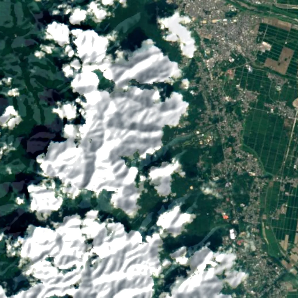 Yōrō Falls seen from above (Sentinel-2)