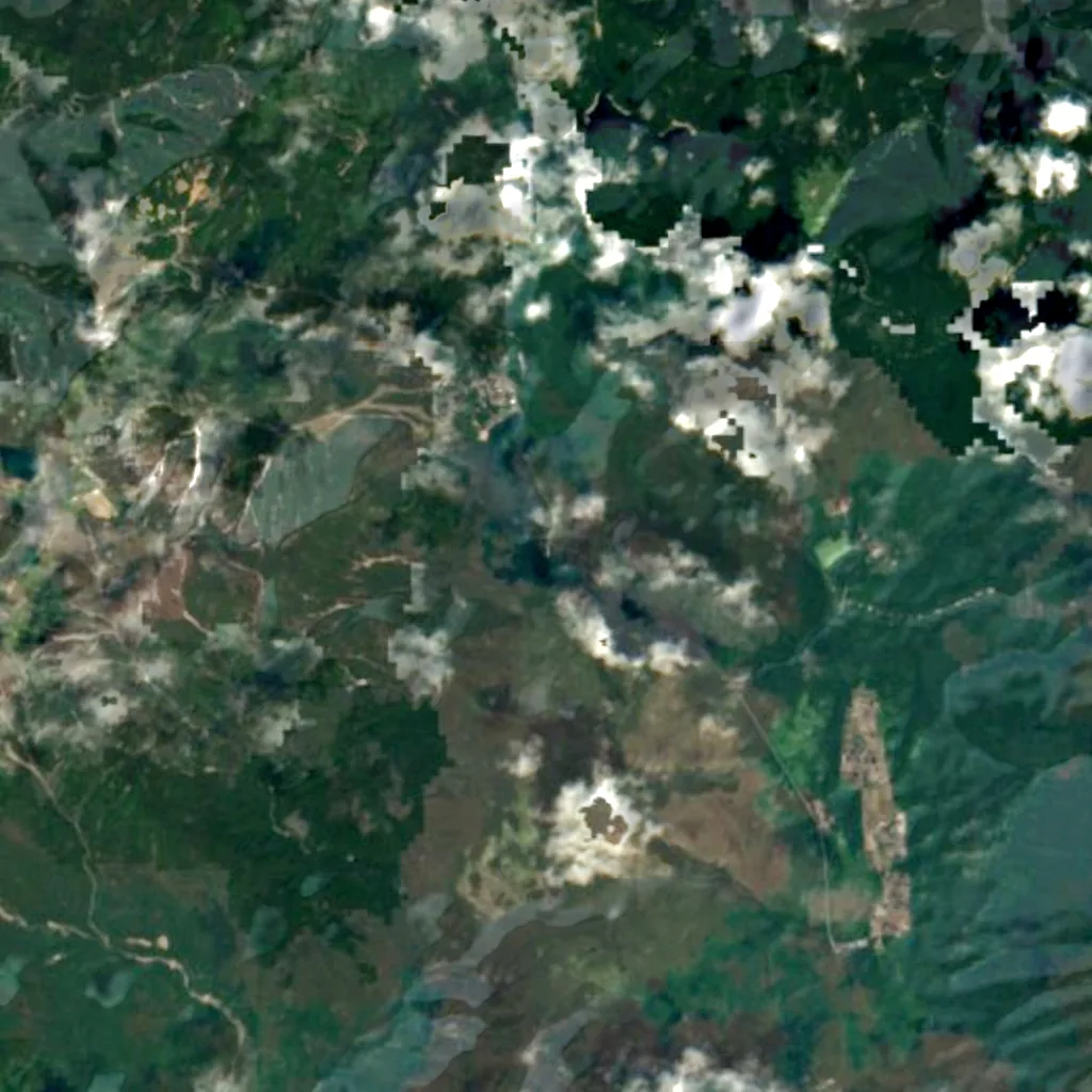 Yudaki Falls seen from above (Sentinel-2)